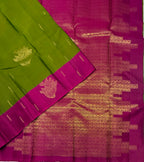 VSCB685 - green color body , purple color pallu , blouse - Pure silk saree