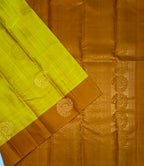 VSCB686 - dual yellow color body , dark mustard color pallu , blouse - Pure silk saree