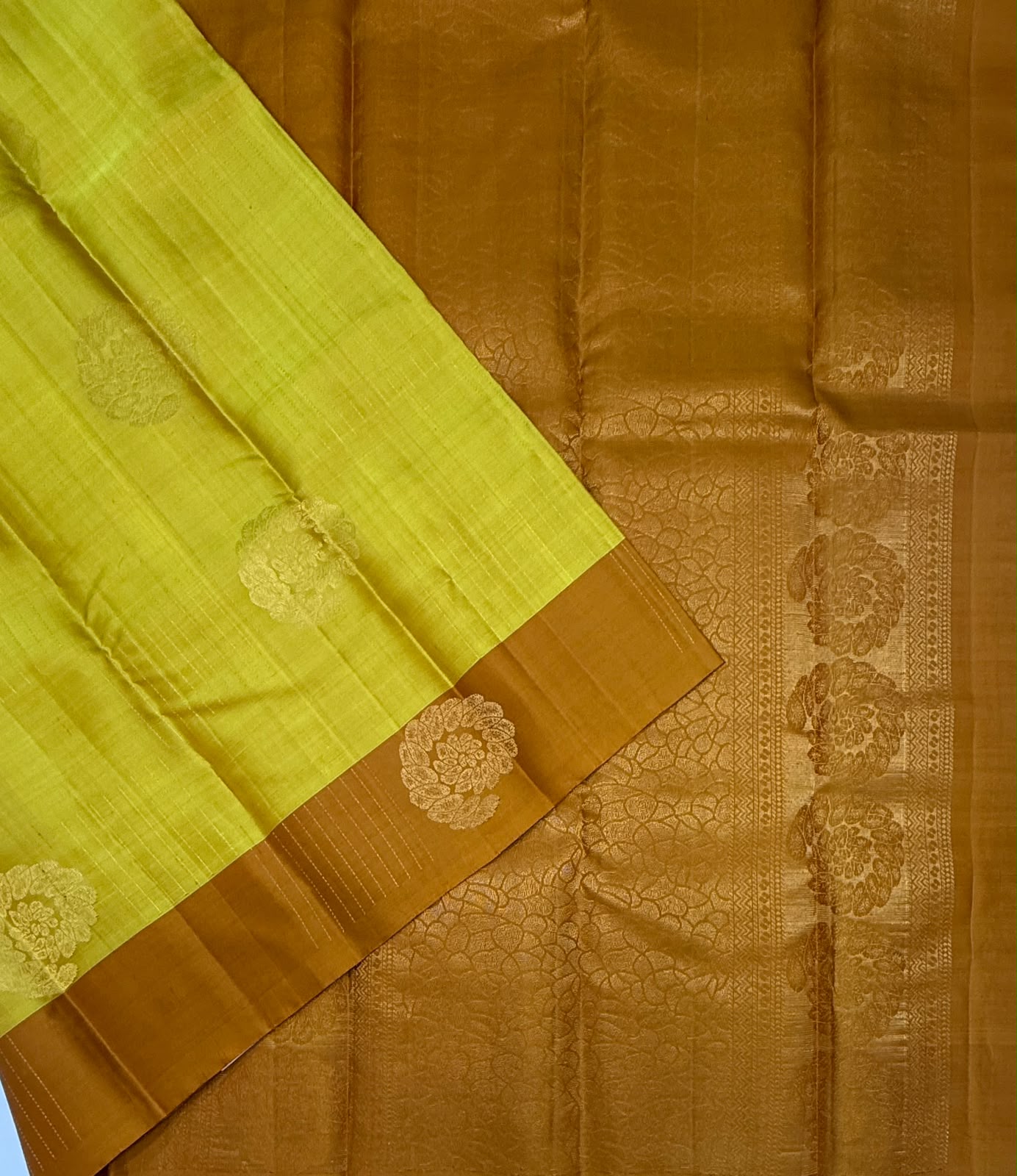 VSCB686 - dual yellow color body , dark mustard color pallu , blouse - Pure silk saree