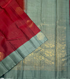 VSCB687 - maroon color body , pastel green color pallu , blouse - Pure silk saree