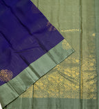VSCB688 - violet with ink blue color body , grey color pallu , blouse - Pure silk saree