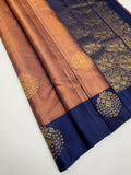 VSCB689 - onion with navy blue color body , navy blue color pallu , blouse - Pure silk saree