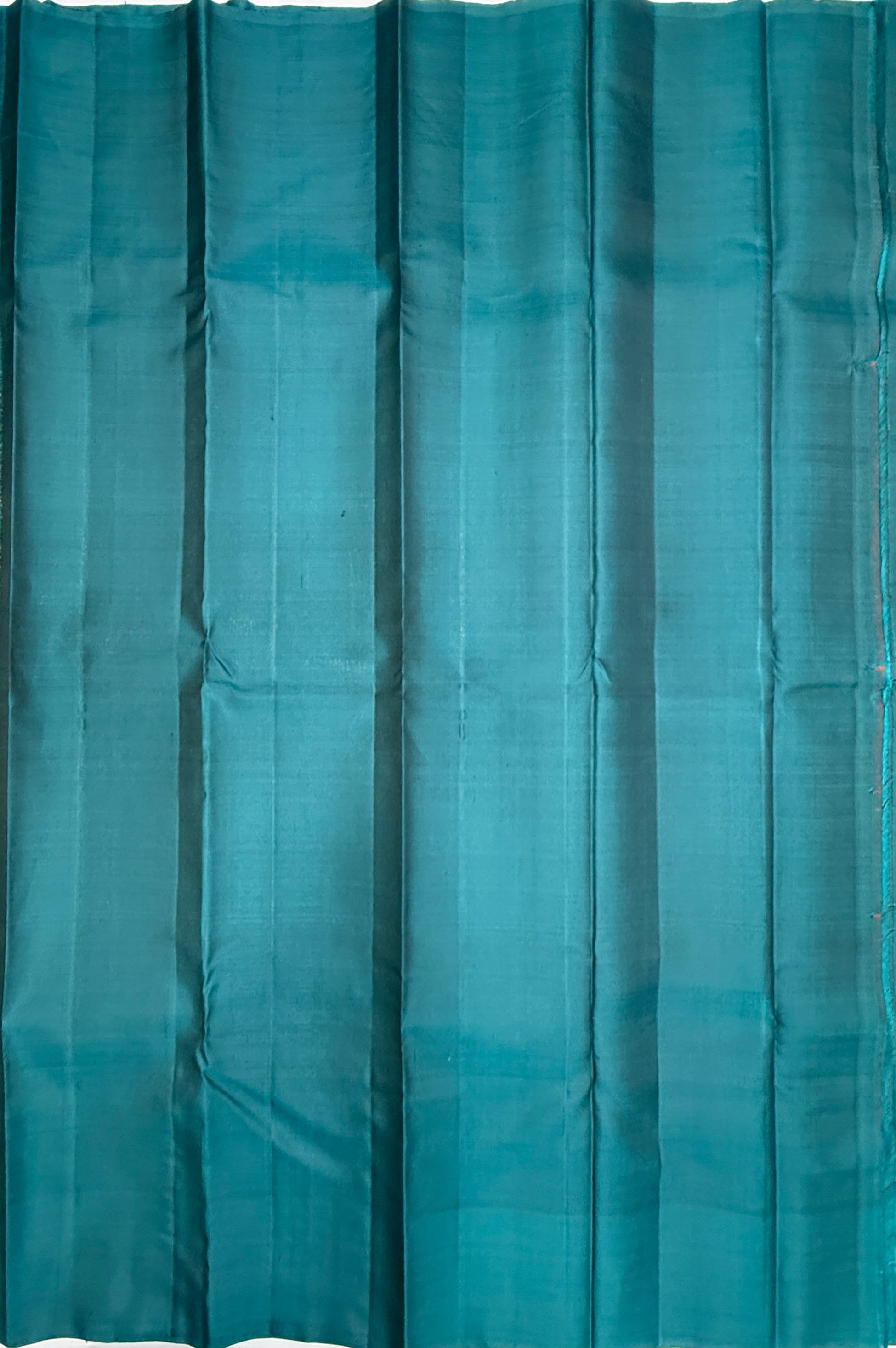 VSCB691 - rust orange color body , peacock blue color pallu , blouse - Pure silk saree
