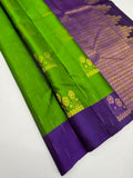 VSCB692 - green color body , violet color pallu , blouse - Pure silk saree