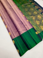 VSCB695 - dual grey with violet color body , peacock green color pallu , blouse - Pure silk saree