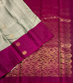 VSCB696 - grey color body , purple color pallu , blouse - Pure silk saree