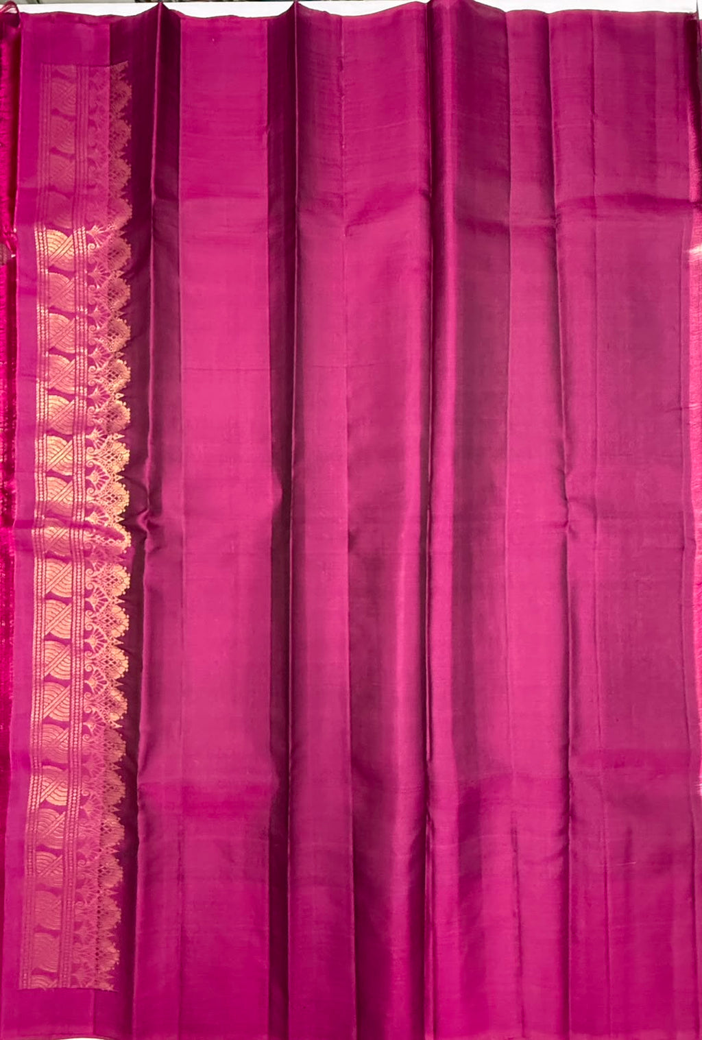 VSCB696 - grey color body , purple color pallu , blouse - Pure silk saree
