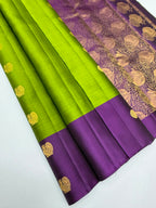 VSCB697 - green color body , violet color pallu , blouse - Pure silk saree