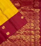 VSCB698 - mustard with maroon color body , maroon color pallu , blouse - Pure silk saree