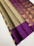 VSCB699 - dark grey color body , violet color pallu , blouse - Pure silk saree