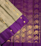 VSCB699 - dark grey color body , violet color pallu , blouse - Pure silk saree