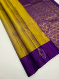 VSCB701 - grey with violet color body , violet color pallu , blouse - Pure silk saree