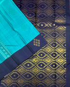 VSCB703 - blue color body , navy blue color pallu , blouse - Pure silk saree