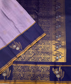 VSCB704 - lavender color body , navy blue color pallu , blouse - Pure silk saree