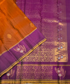 VSCB705 - dark rust color body , purple color pallu , blouse - Pure silk saree