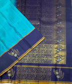 VSCB706 - blue color body , navy blue color pallu , blouse - Pure silk saree