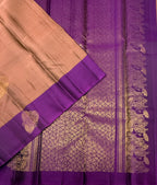VSCB707 - chocolate brown color body , violet color pallu , blouse - Pure silk saree
