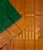 VSF1146 - dark green color body , mustard color pallu,blouse - Pure silk saree