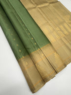 VSF1148 - pastel green color body , cream color pallu,blouse - Pure silk saree