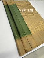 VSF1148 - pastel green color body , cream color pallu,blouse - Pure silk saree