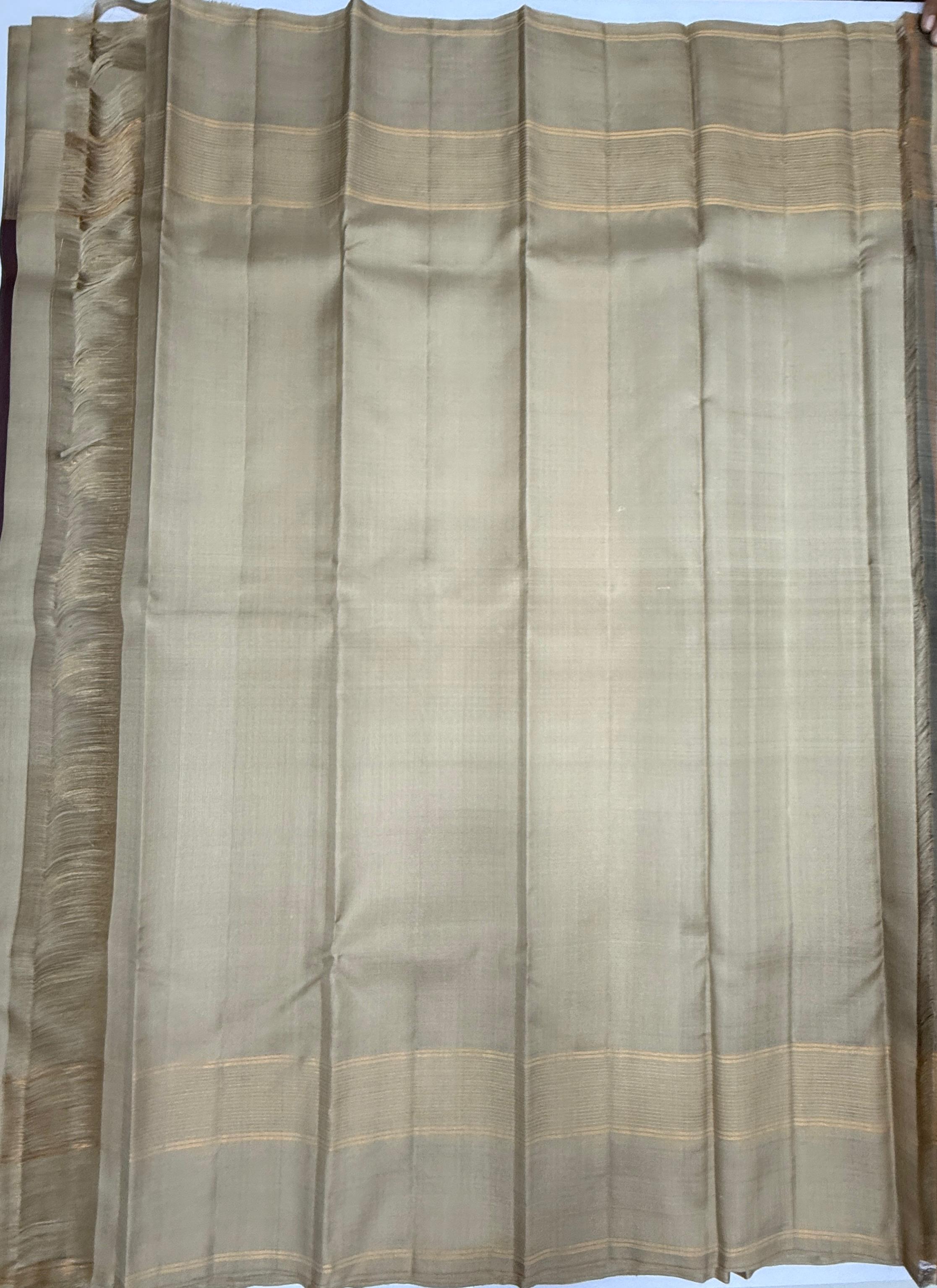 VSF1151 - brown color body , beige color pallu,blouse - Pure silk saree