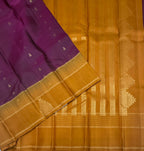 VSF1152 - purple color body , mustard color pallu,blouse - Pure silk saree