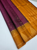 VSF1152 - purple color body , mustard color pallu,blouse - Pure silk saree