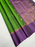 VSF1154 - green color body , violet color pallu,blouse - Pure silk saree