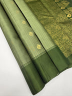 VSF1155 - pastel green color body , green color pallu,blouse - Pure silk saree
