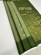 VSF1155 - pastel green color body , green color pallu,blouse - Pure silk saree