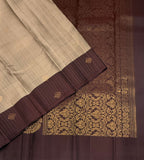 VSF1156 - beige wiht black color body , coffee brown color pallu,blouse - Pure silk saree