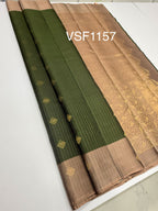 VSF1157 - pastel green color body , onion with black color pallu,blouse - Pure silk saree