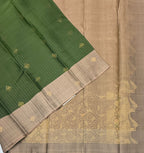 VSF1157 - pastel green color body , onion with black color pallu,blouse - Pure silk saree