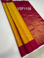 VSF1158 - yellow with pink color body , rani pink color pallu,blouse - Pure silk saree
