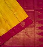VSF1158 - yellow with pink color body , rani pink color pallu,blouse - Pure silk saree