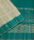 VSF1159 - grey color body , peacock blue color pallu,blouse - Pure silk saree