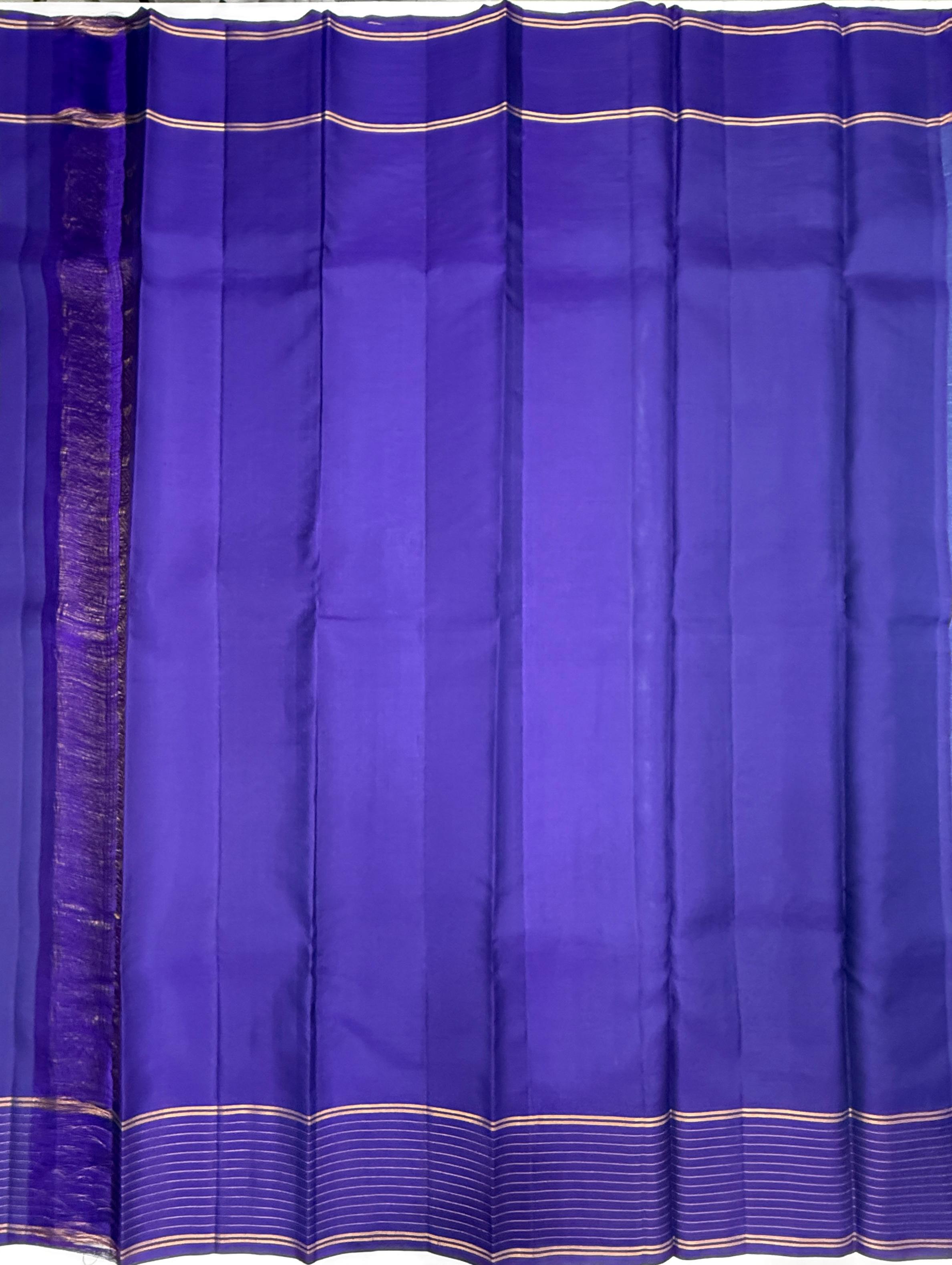 VSF1160 - dual blue color body , violet color pallu,blouse - Pure silk saree