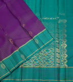 VSF1161 - dark purple color body , peacock blue color pallu,blouse - Pure silk saree