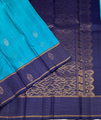 VSF1162 - blue color body , navy blue color pallu,blouse - Pure silk saree