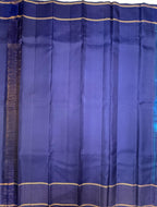 VSF1162 - blue color body , navy blue color pallu,blouse - Pure silk saree