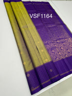 VSF1164 - yellow with violet color body , violet color pallu,blouse - Pure silk saree