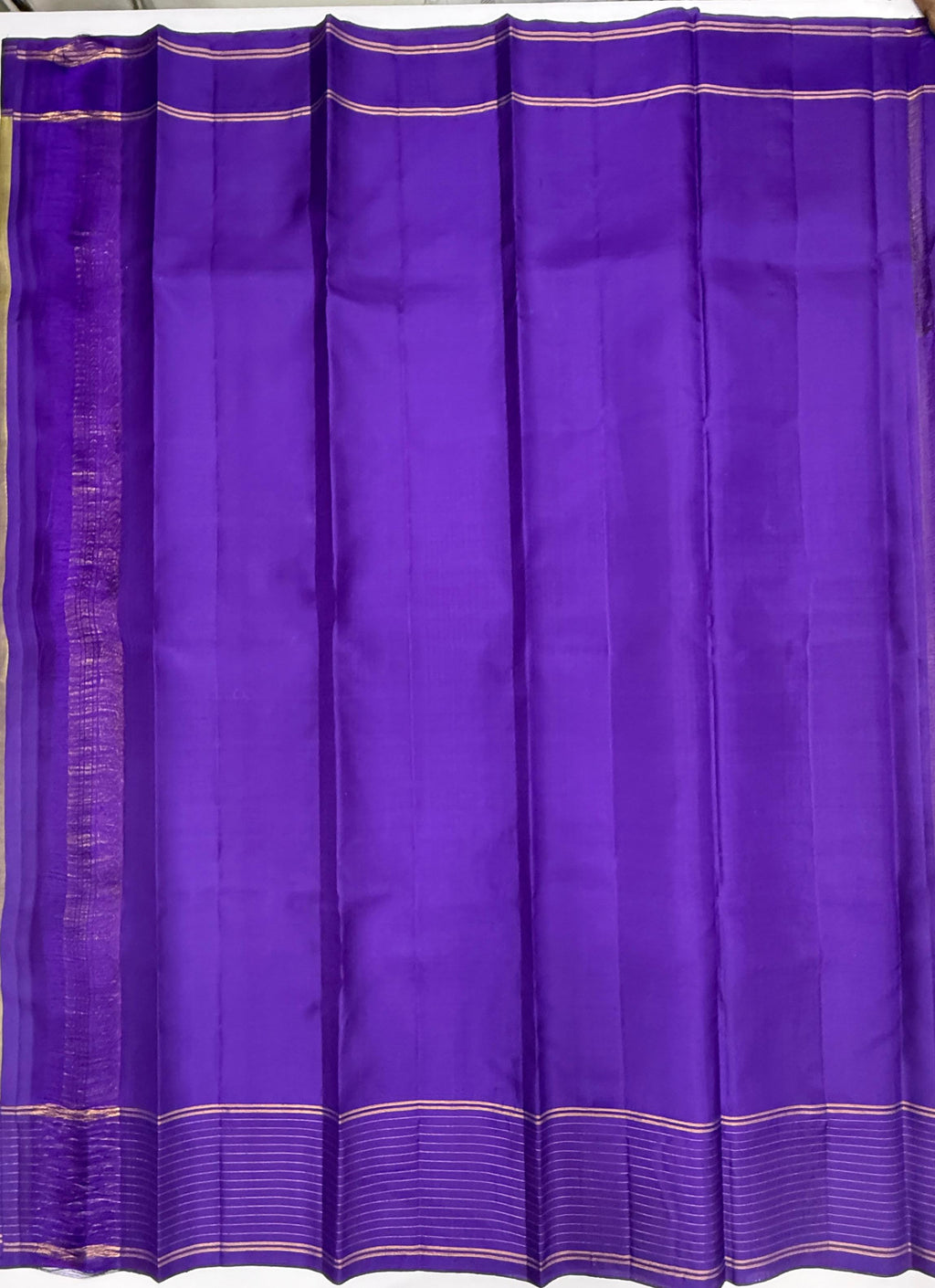 VSF1164 - yellow with violet color body , violet color pallu,blouse - Pure silk saree