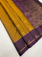 VSF1165 - honey brown color body , dark purple color pallu,blouse - Pure silk saree