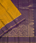 VSF1165 - honey brown color body , dark purple color pallu,blouse - Pure silk saree