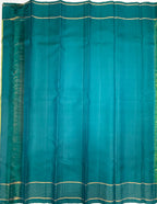 VSF1166 - green color body , peacock blue color pallu,blouse - Pure silk saree