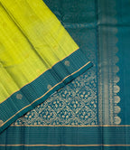 VSF1166 - green color body , peacock blue color pallu,blouse - Pure silk saree