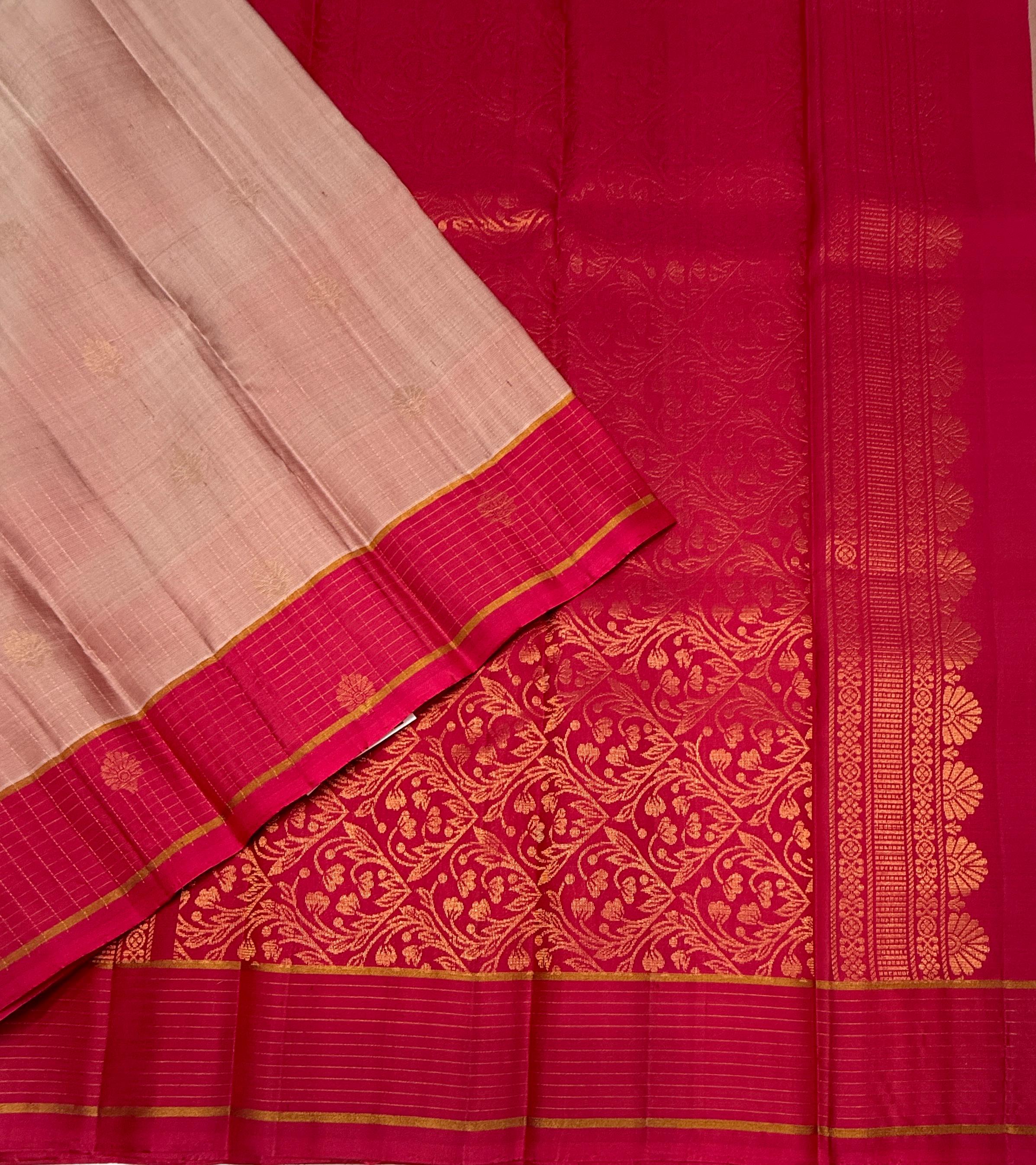 VSF1169 - light onion pink color body , dark pink color pallu,blouse - Pure silk saree