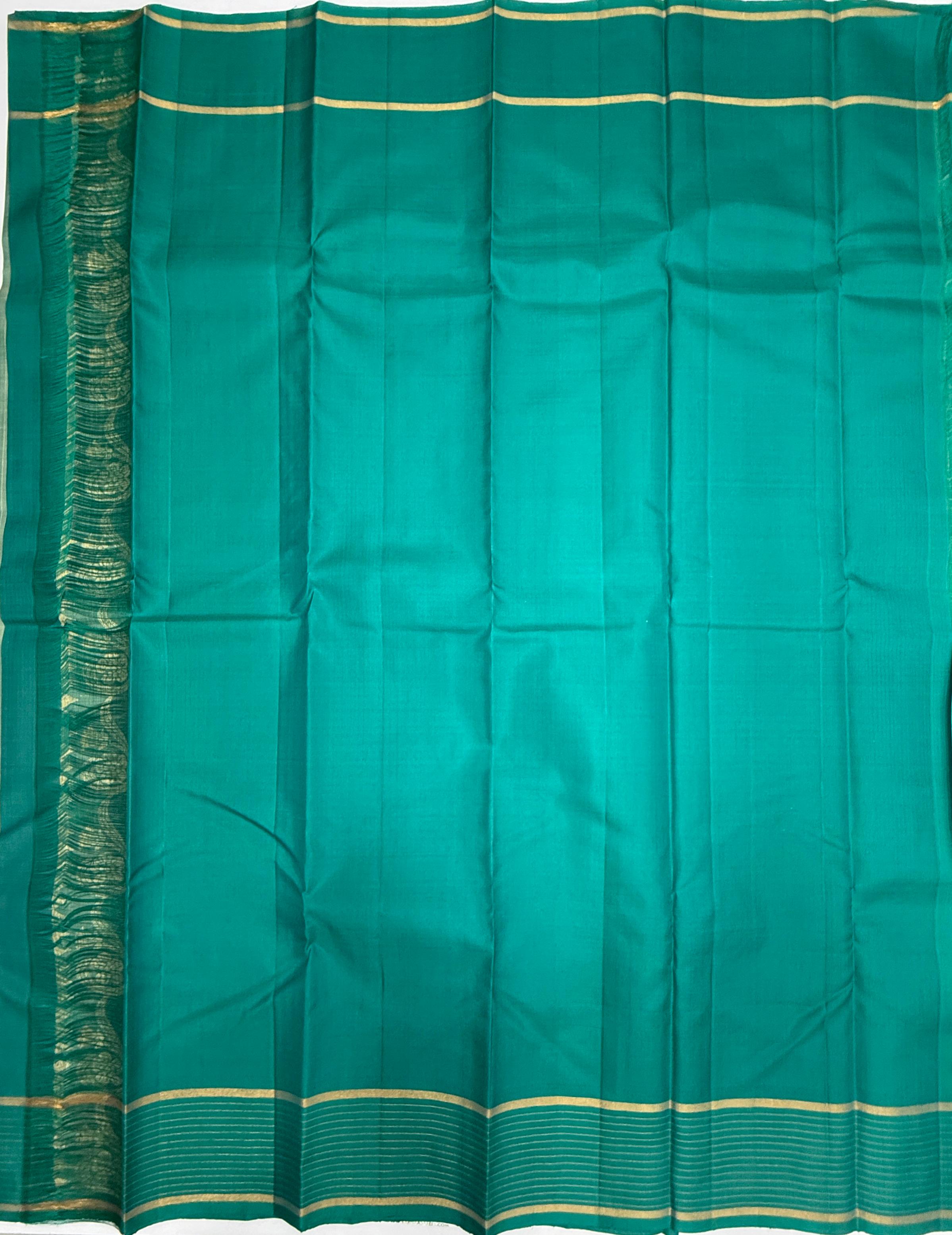 VSF1171 - light blue color body , teal blue color pallu,blouse - Pure silk saree