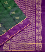VSF1173 - dark green color body , violet color pallu,blouse - Pure silk saree