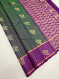 VSF1173 - dark green color body , violet color pallu,blouse - Pure silk saree